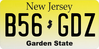 NJ license plate B56GDZ