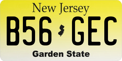 NJ license plate B56GEC