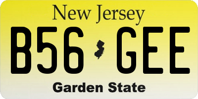 NJ license plate B56GEE