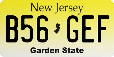 NJ license plate B56GEF