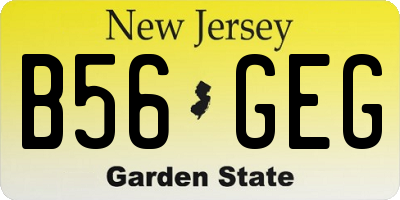 NJ license plate B56GEG
