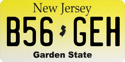 NJ license plate B56GEH