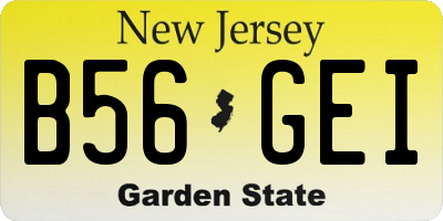 NJ license plate B56GEI