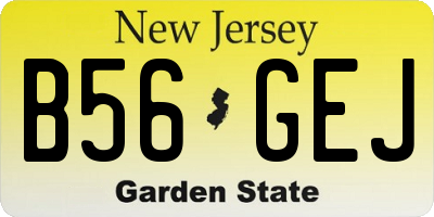 NJ license plate B56GEJ