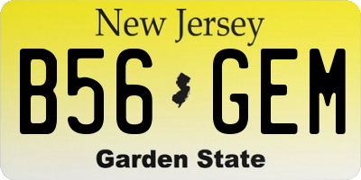 NJ license plate B56GEM