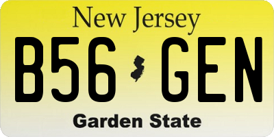NJ license plate B56GEN