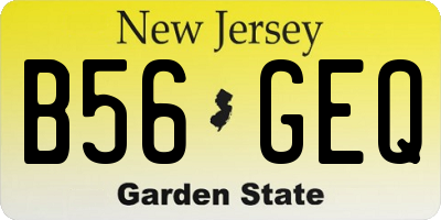 NJ license plate B56GEQ