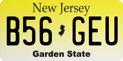 NJ license plate B56GEU