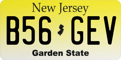 NJ license plate B56GEV