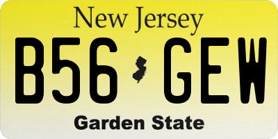 NJ license plate B56GEW