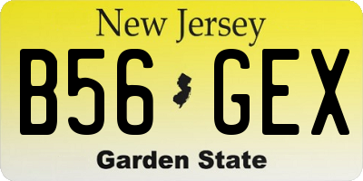 NJ license plate B56GEX