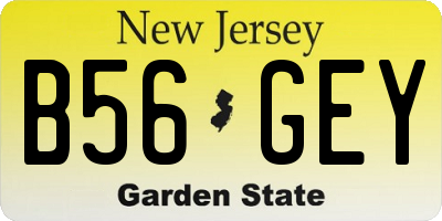 NJ license plate B56GEY