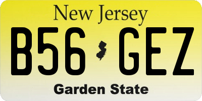 NJ license plate B56GEZ
