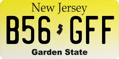 NJ license plate B56GFF
