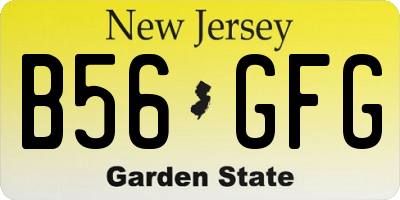 NJ license plate B56GFG