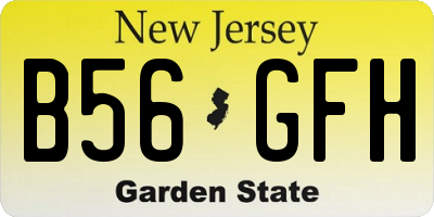 NJ license plate B56GFH