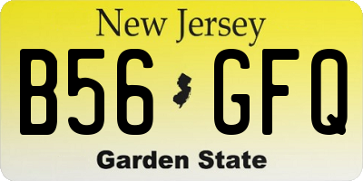 NJ license plate B56GFQ