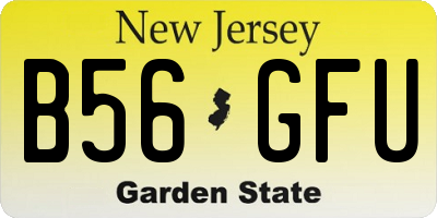 NJ license plate B56GFU