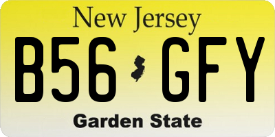NJ license plate B56GFY
