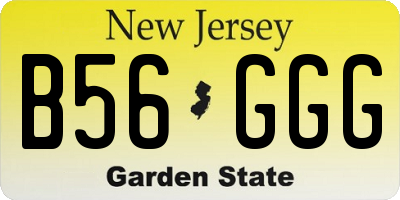 NJ license plate B56GGG