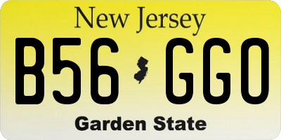 NJ license plate B56GGO