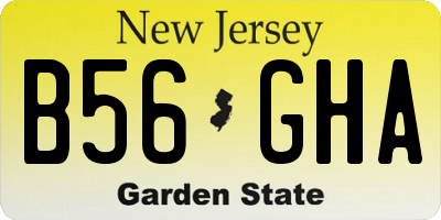 NJ license plate B56GHA