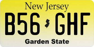 NJ license plate B56GHF