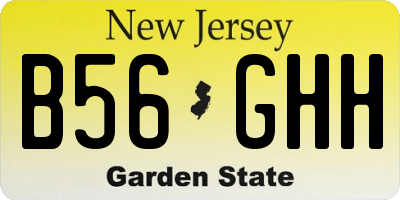 NJ license plate B56GHH