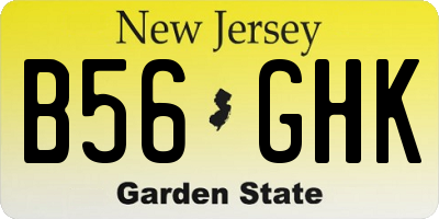 NJ license plate B56GHK