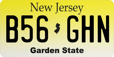 NJ license plate B56GHN