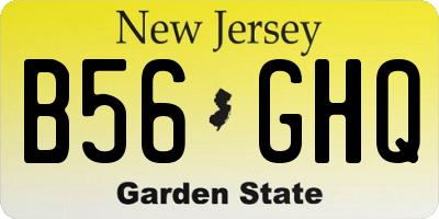 NJ license plate B56GHQ