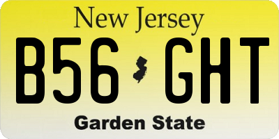 NJ license plate B56GHT