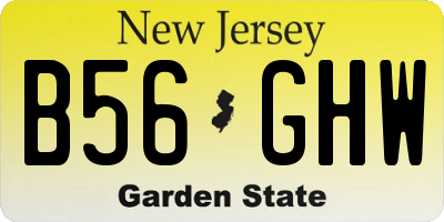 NJ license plate B56GHW