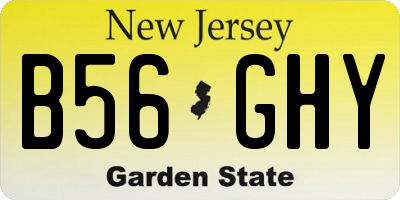 NJ license plate B56GHY