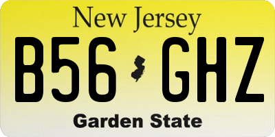 NJ license plate B56GHZ
