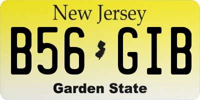 NJ license plate B56GIB