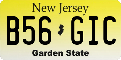 NJ license plate B56GIC