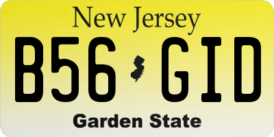 NJ license plate B56GID