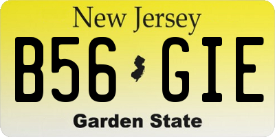 NJ license plate B56GIE