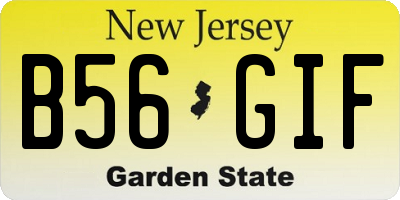 NJ license plate B56GIF