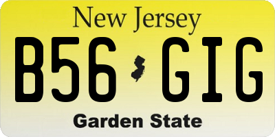NJ license plate B56GIG