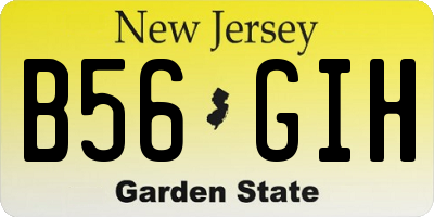 NJ license plate B56GIH