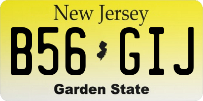 NJ license plate B56GIJ