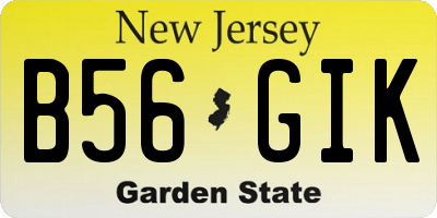 NJ license plate B56GIK