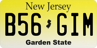NJ license plate B56GIM