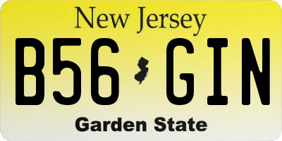 NJ license plate B56GIN