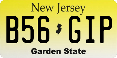 NJ license plate B56GIP