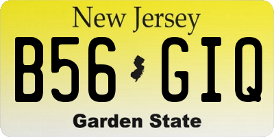 NJ license plate B56GIQ