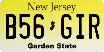 NJ license plate B56GIR