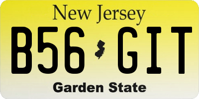 NJ license plate B56GIT